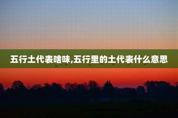 五行土代表啥味,五行里的土代表什么意思