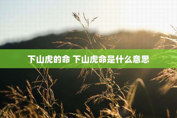 下山虎的命 下山虎命是什么意思