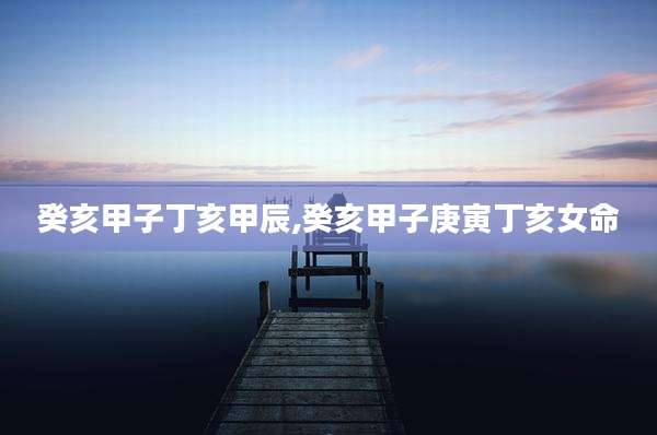癸亥甲子丁亥甲辰,癸亥甲子庚寅丁亥女命
