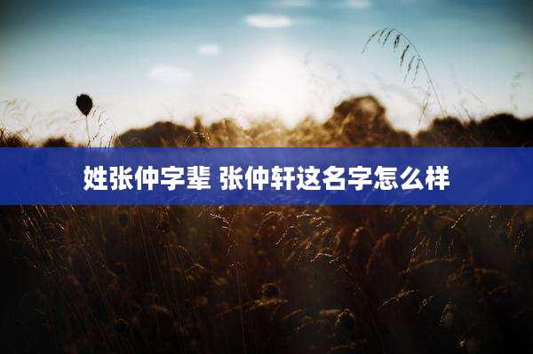 姓张仲字辈 张仲轩这名字怎么样