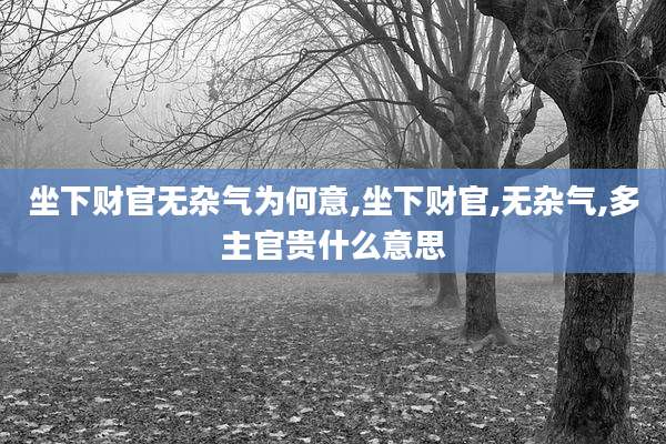 坐下财官无杂气为何意,坐下财官,无杂气,多主官贵什么意思