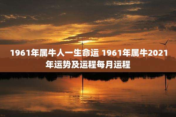1961年属牛人一生命运 1961年属牛2021年运势及运程每月运程
