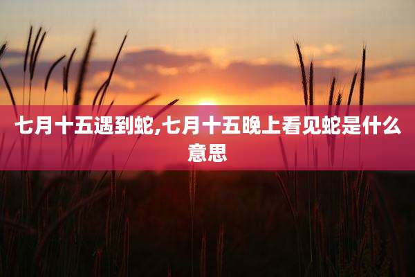 七月十五遇到蛇,七月十五晚上看见蛇是什么意思