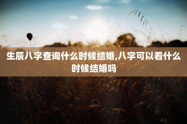生辰八字查询什么时候结婚,八字可以看什么时候结婚吗