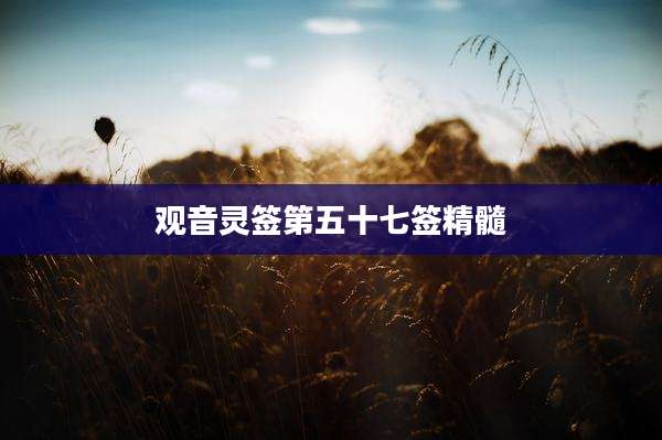 观音灵签第五十七签精髓