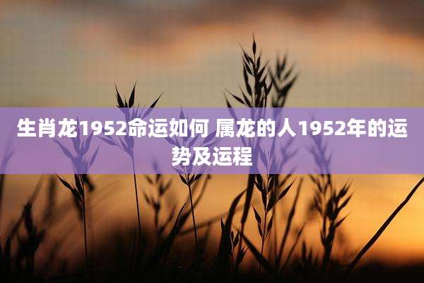 生肖龙1952命运如何 属龙的人1952年的运势及运程