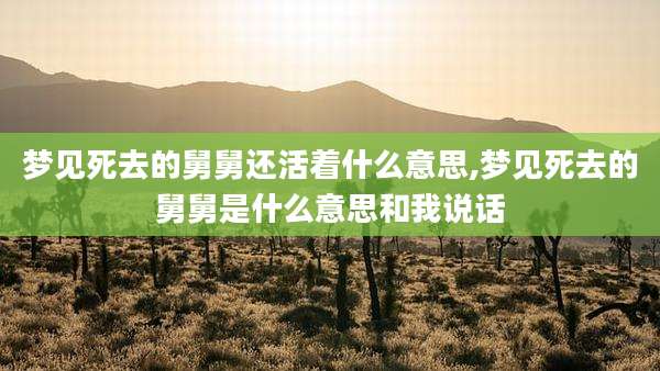 梦见死去的舅舅还活着什么意思,梦见死去的舅舅是什么意思和我说话