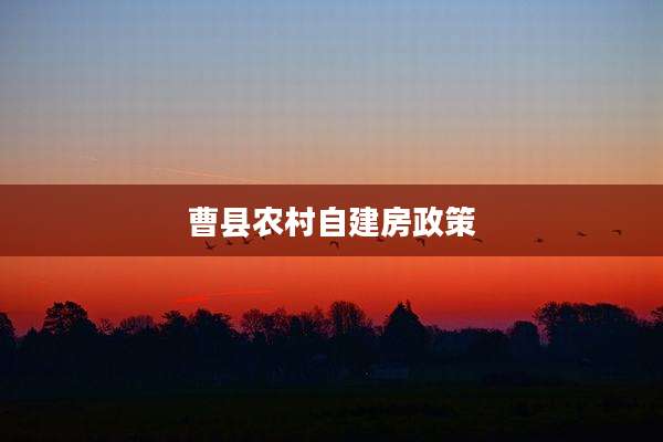 曹县农村自建房政策