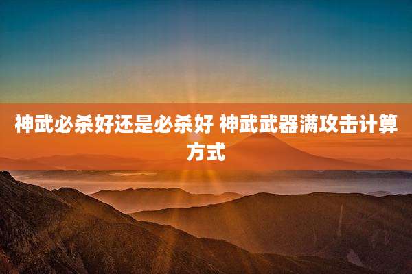 神武必杀好还是必杀好 神武武器满攻击计算方式