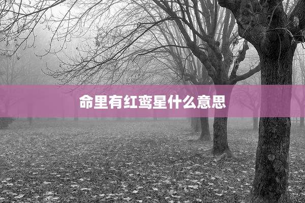 命里有红鸾星什么意思