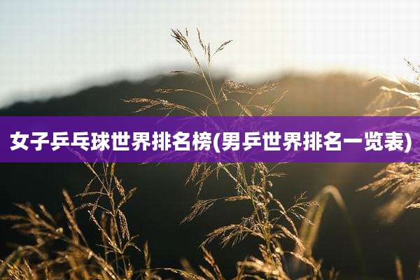 女子乒乓球世界排名榜(男乒世界排名一览表)