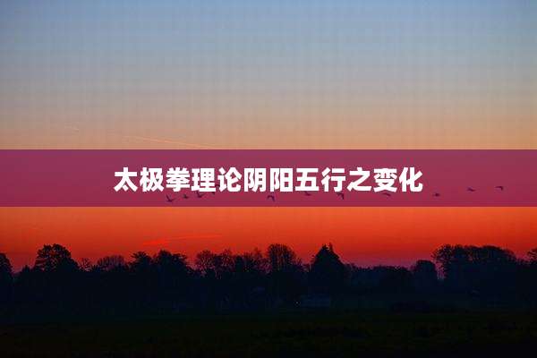太极拳理论阴阳五行之变化