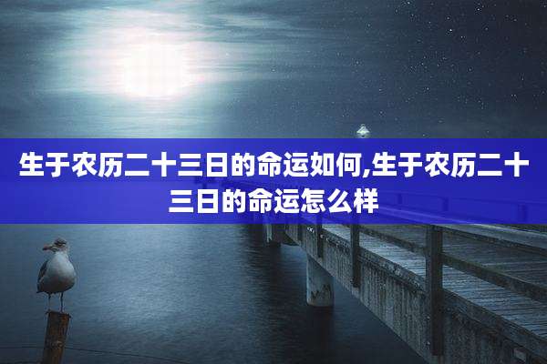 生于农历二十三日的命运如何,生于农历二十三日的命运怎么样