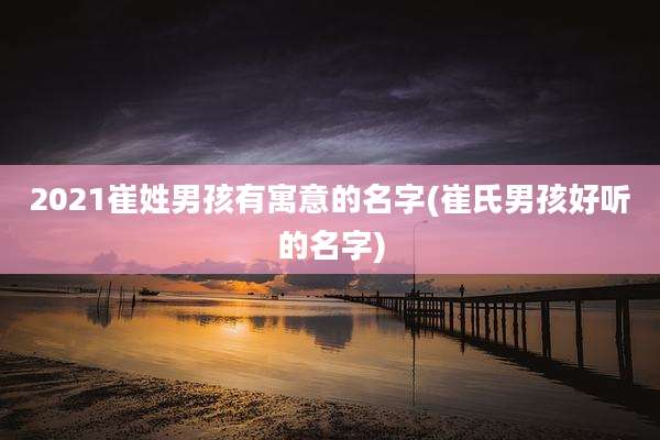 2021崔姓男孩有寓意的名字(崔氏男孩好听的名字)