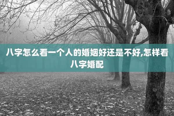 八字怎么看一个人的婚姻好还是不好,怎样看八字婚配