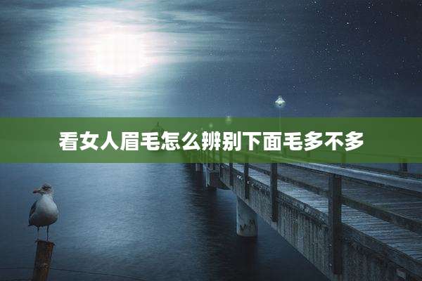 看女人眉毛怎么辨别下面毛多不多