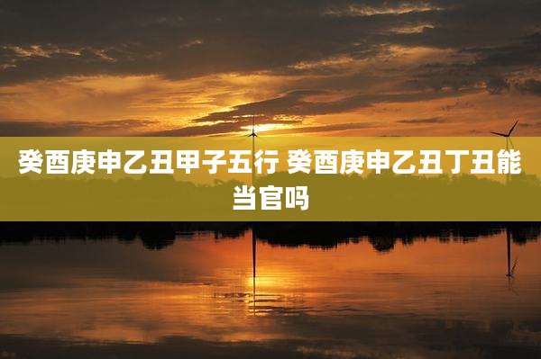 癸酉庚申乙丑甲子五行 癸酉庚申乙丑丁丑能当官吗