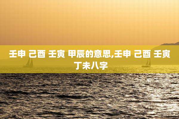 壬申 己酉 壬寅 甲辰的意思,壬申 己酉 壬寅 丁未八字