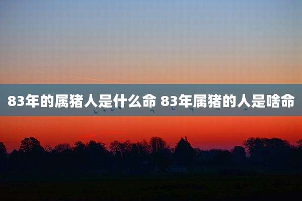 83年的属猪人是什么命 83年属猪的人是啥命