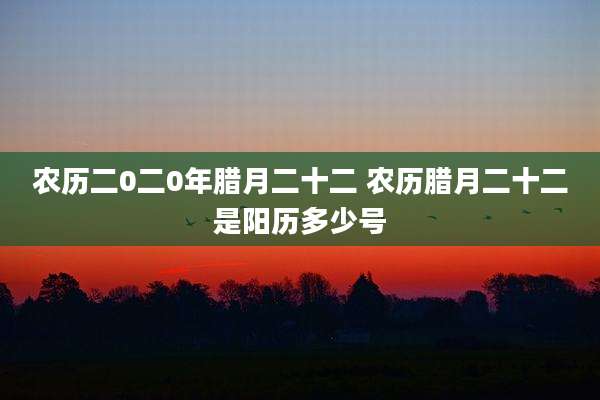 农历二0二0年腊月二十二 农历腊月二十二是阳历多少号