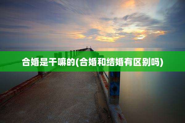 合婚是干嘛的(合婚和结婚有区别吗)