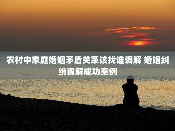 农村中家庭婚姻矛盾关系该找谁调解 婚姻纠纷调解成功案例