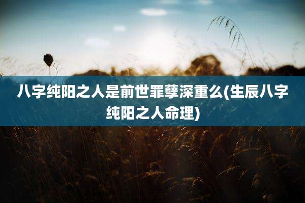 八字纯阳之人是前世罪孽深重么(生辰八字纯阳之人命理)