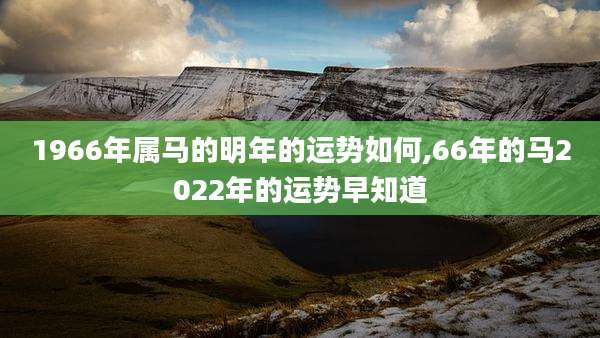 1966年属马的明年的运势如何,66年的马2022年的运势早知道