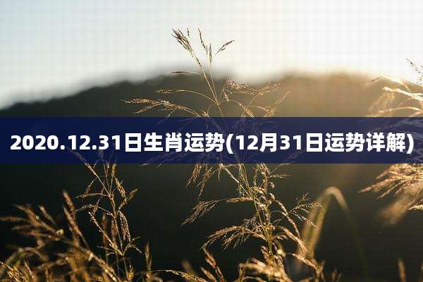 2020.12.31日生肖运势(12月31日运势详解)