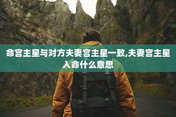 命宫主星与对方夫妻宫主星一致,夫妻宫主星入命什么意思