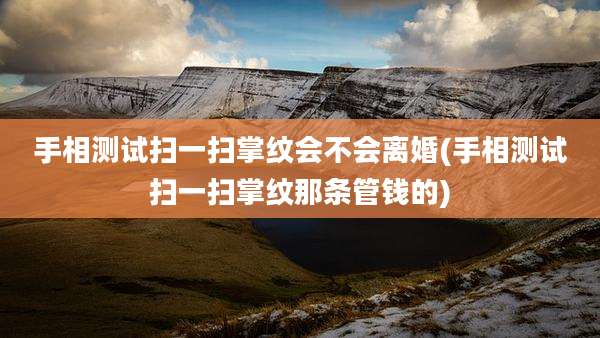 手相测试扫一扫掌纹会不会离婚(手相测试扫一扫掌纹那条管钱的)