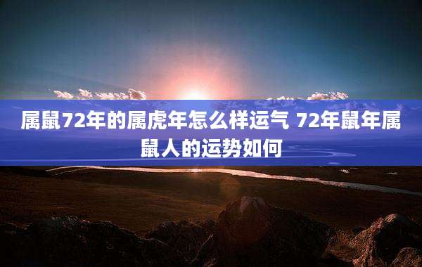 属鼠72年的属虎年怎么样运气 72年鼠年属鼠人的运势如何