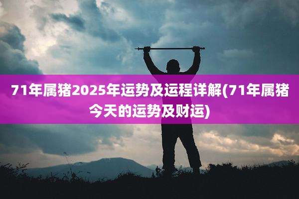 71年属猪2025年运势及运程详解(71年属猪今天的运势及财运)