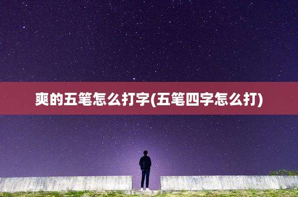 爽的五笔怎么打字(五笔四字怎么打)