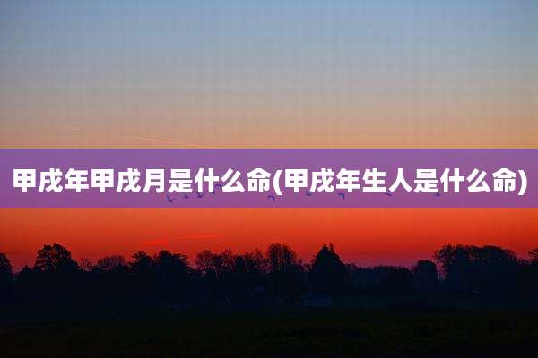 甲戌年甲戌月是什么命(甲戌年生人是什么命)