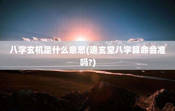 八字玄机是什么意思(道玄堂八字算命会准吗?)