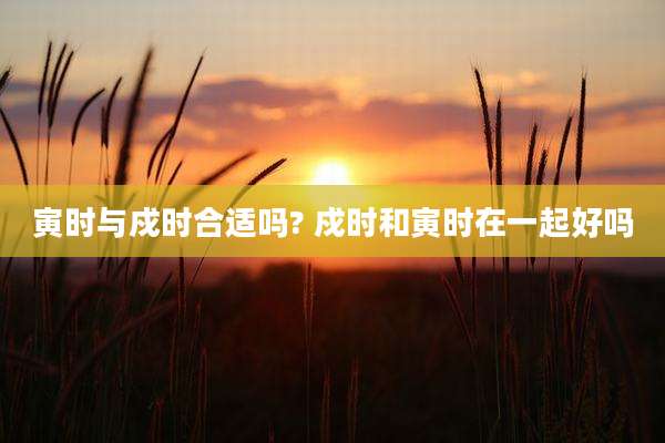 寅时与戍时合适吗? 戍时和寅时在一起好吗