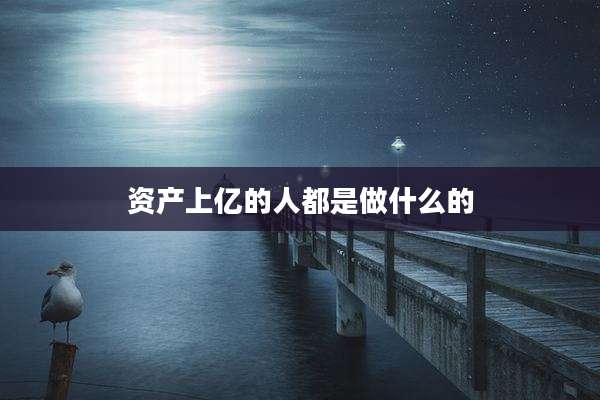 资产上亿的人都是做什么的