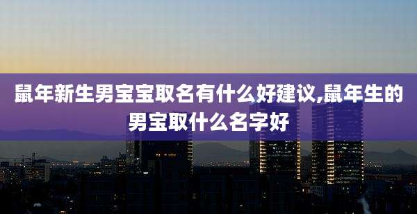 鼠年新生男宝宝取名有什么好建议,鼠年生的男宝取什么名字好