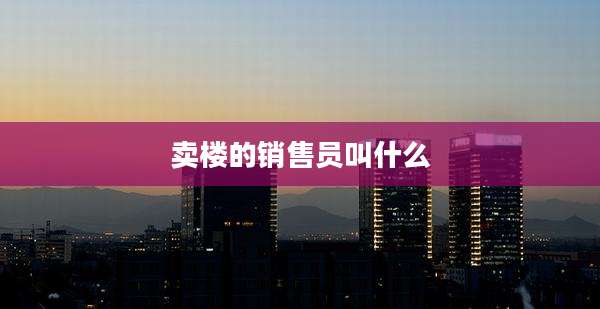 卖楼的销售员叫什么