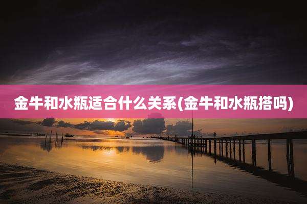 金牛和水瓶适合什么关系(金牛和水瓶搭吗)