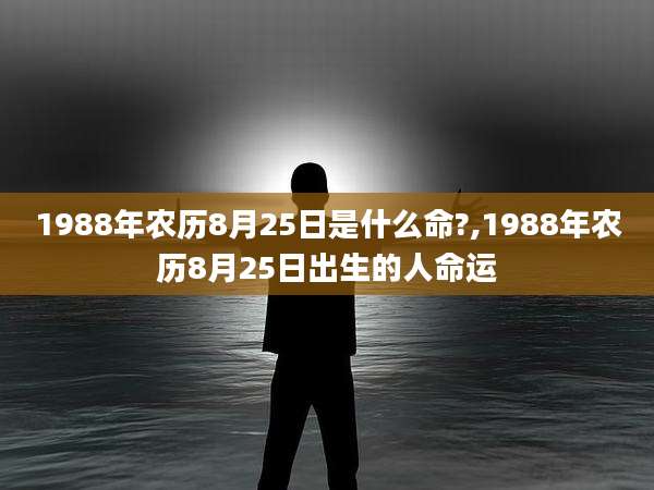 1988年农历8月25日是什么命?,1988年农历8月25日出生的人命运