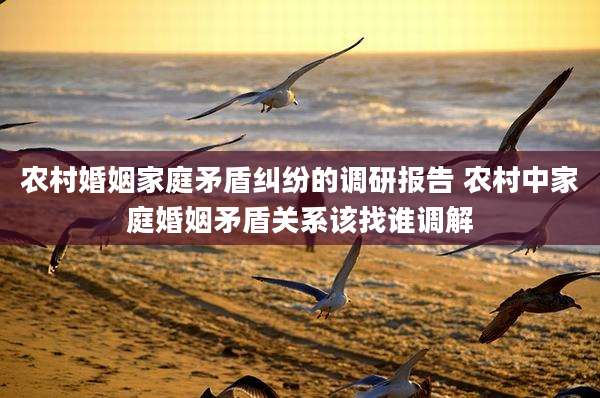 农村婚姻家庭矛盾纠纷的调研报告 农村中家庭婚姻矛盾关系该找谁调解