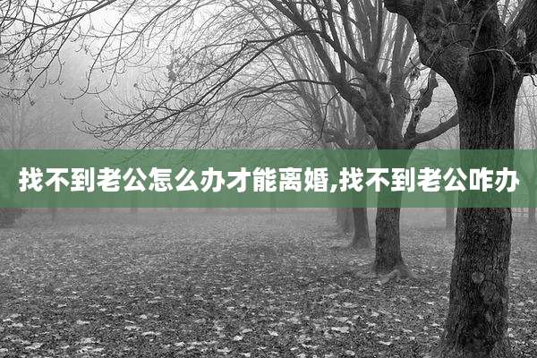 找不到老公怎么办才能离婚,找不到老公咋办