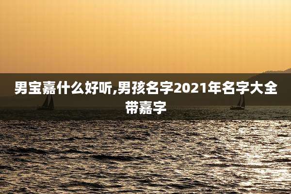 男宝嘉什么好听,男孩名字2021年名字大全带嘉字