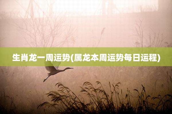 生肖龙一周运势(属龙本周运势每日运程)
