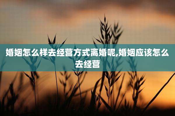 婚姻怎么样去经营方式离婚呢,婚姻应该怎么去经营