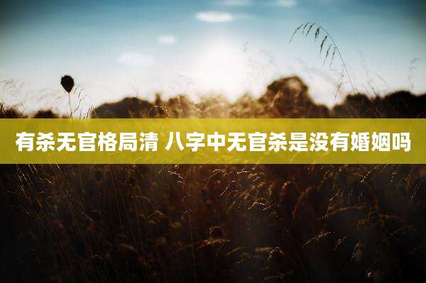 有杀无官格局清 八字中无官杀是没有婚姻吗