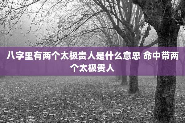 八字里有两个太极贵人是什么意思 命中带两个太极贵人