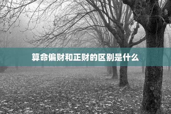 算命偏财和正财的区别是什么